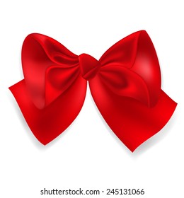 Beautiful big bow made of red ribbon