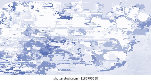 Beautiful big clouds in the sky. Grunge texture in blue and white colors. Vector.