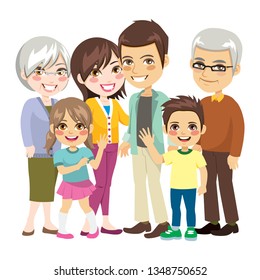 Beautiful Big Happy Family Six Members Stock Vector (Royalty Free ...