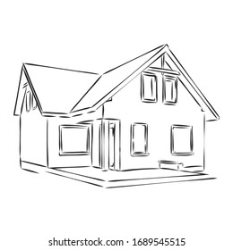Hermosa casa grande, dibujo vectorial 
