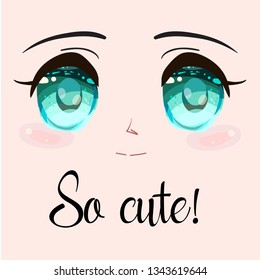 Beautiful big naive eyes. Poster or card design.