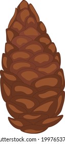  Hermoso gran cono de pino sobre fondo blanco. Diseño de año nuevo.