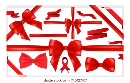 Hermoso conjunto de cintas rojas para un gran diseño VECTOR