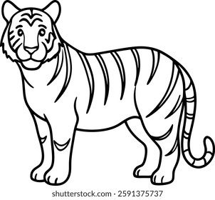 Beautiful Big Tiger coloring pages design lined