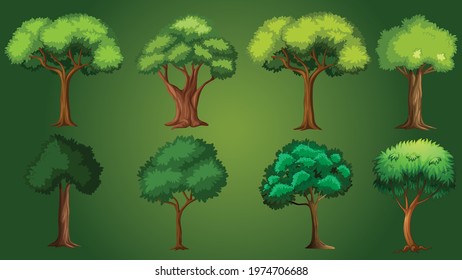 Beautiful big tree vector file eps. 4K size can be expanded. Can be used to create 2D cartoon scenes.