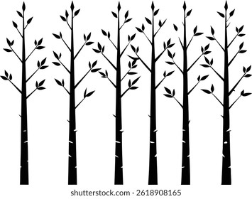 Beautiful Birch Trees Isolated Silhouette Vector Art Elegant Forest Elements and Nature Design