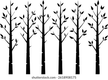 Beautiful Birch Trees Isolated Silhouette Vector Art Elegant Forest Elements and Nature Design