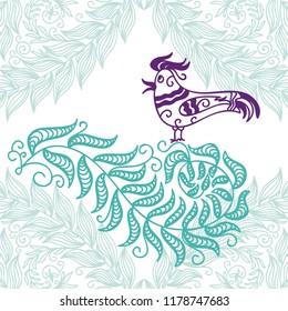 Beautiful bird and branch. Vector illustration