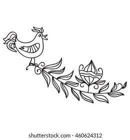 Beautiful bird and branch. Vector illustration.