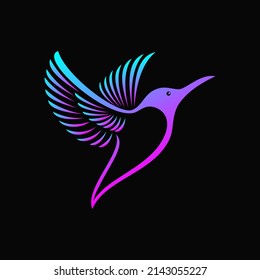 Beautiful Bird Colibri Logo Design Vector