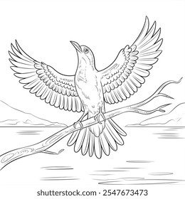 a beautiful bird coloring page line art 