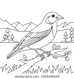 the beautiful bird coloring page line art 