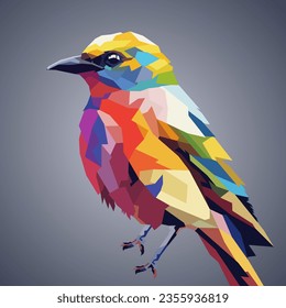 Beautiful bird drawn using WPAP art style, pop art.