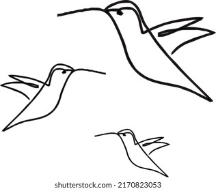 Beautiful Bird Family Outline art. 3 birds.