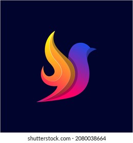 Beautiful bird with fire wings