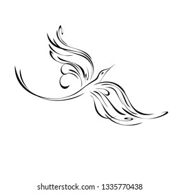 beautiful bird in flight in black lines on white background