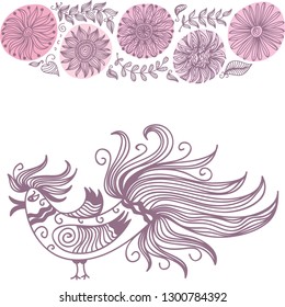 Beautiful bird and floral background. Vector illustration