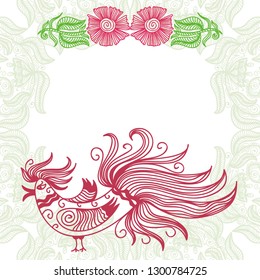 Beautiful bird and floral background. Vector illustration
