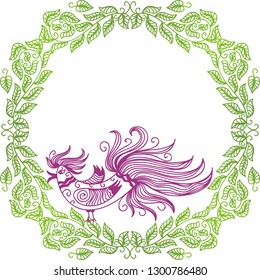 Beautiful bird and floral background. Vector illustration