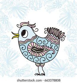 Beautiful bird and floral frame. Vector illustration.