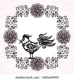 Beautiful bird and floral pattern background. Vector illustration