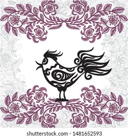 Beautiful bird and floral pattern background. Vector illustration