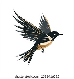 Beautiful Bird flying in the sky vector art illustration