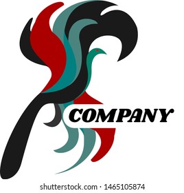 Beautiful bird logo in red, blue and black. 