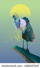 beautiful bird nature scenery vector illustration 