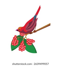 Beautiful bird on a tree vector illustration
