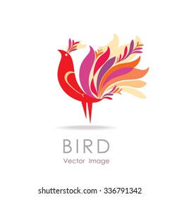 Beautiful bird. Vector sign.