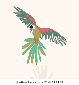 Beautiful birds in fly hand drawing vector illustration isolated on off white background