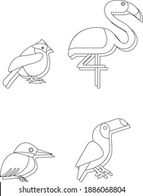 Beautiful Birds Line Art Design Hand Drawing Sketch Vector illustration For Adult And Kids Coloring Book