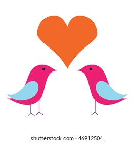 beautiful birds in love with heart
