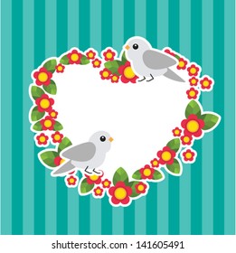 Beautiful birds in love.Illustration of cartoon birds