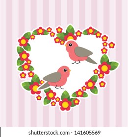 Beautiful birds in love.Illustration of cartoon birds