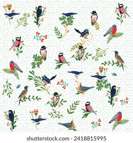 Beautiful birds print placement with flower background.