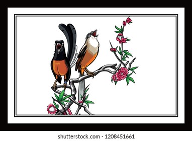 Beautiful Birds in Vector Tree Design Branch