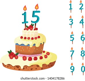 beautiful birthday cake for a birthday party, vector illustration