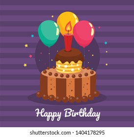 beautiful birthday cake for a birthday party, vector illustration