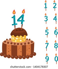 beautiful birthday cake for a birthday party, vector illustration
