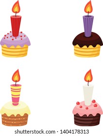 beautiful birthday cake for a birthday party, vector illustration