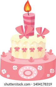 beautiful birthday cake for a birthday party, vector illustration