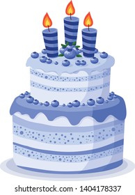 beautiful birthday cake for a birthday party, vector illustration