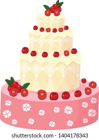 beautiful birthday cake for a birthday party, vector illustration