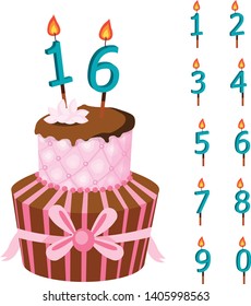 beautiful birthday cake vector illustration