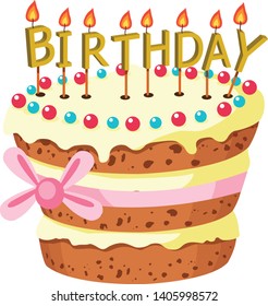 beautiful birthday cake vector illustration