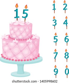 beautiful birthday cake vector illustration