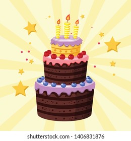 beautiful birthday cake vector illustration