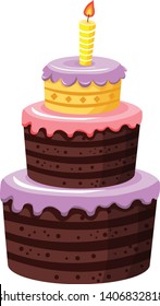 beautiful birthday cake vector illustration